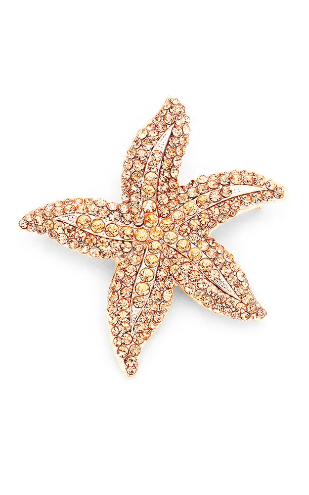 06507 Topaz Crystal rhinestone starfish brooch