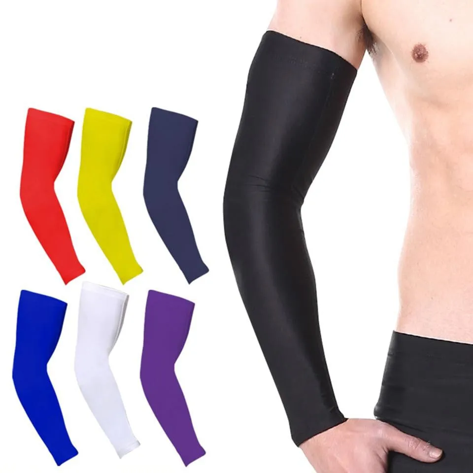 1Pcs Breathable Quick Dry UV Protection Running Arm Sleeves Basketball Elbow Pad Fitness Armguards Sports Cycling Arm Warmers