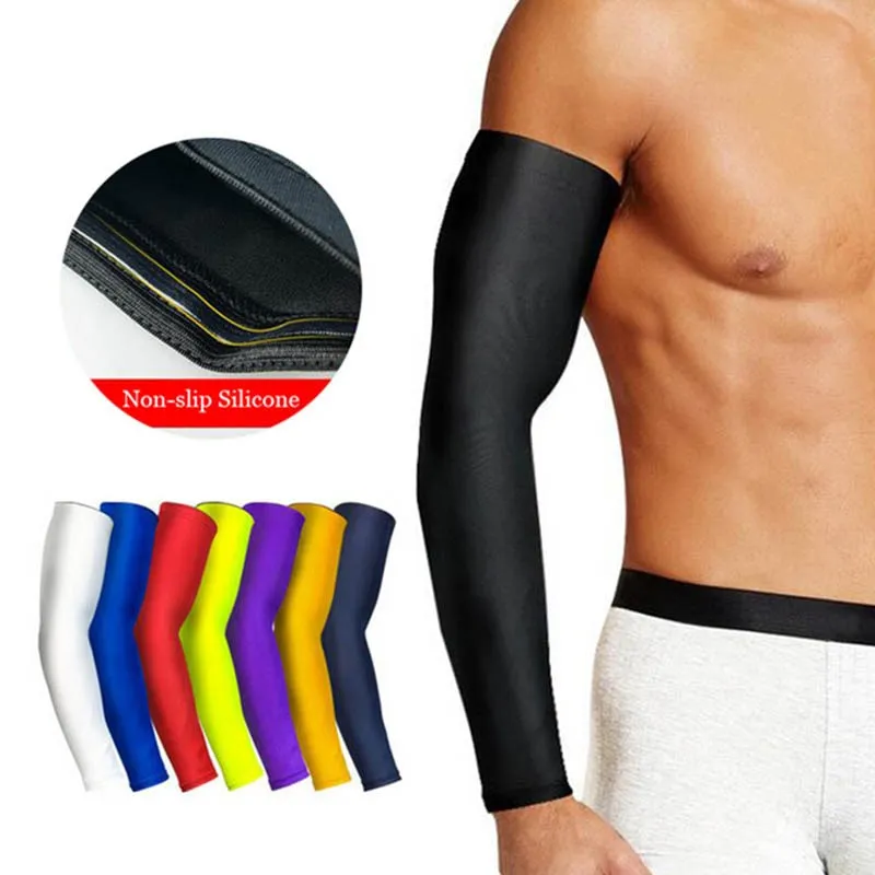 1Pcs Breathable Quick Dry UV Protection Running Arm Sleeves Basketball Elbow Pad Fitness Armguards Sports Cycling Arm Warmers