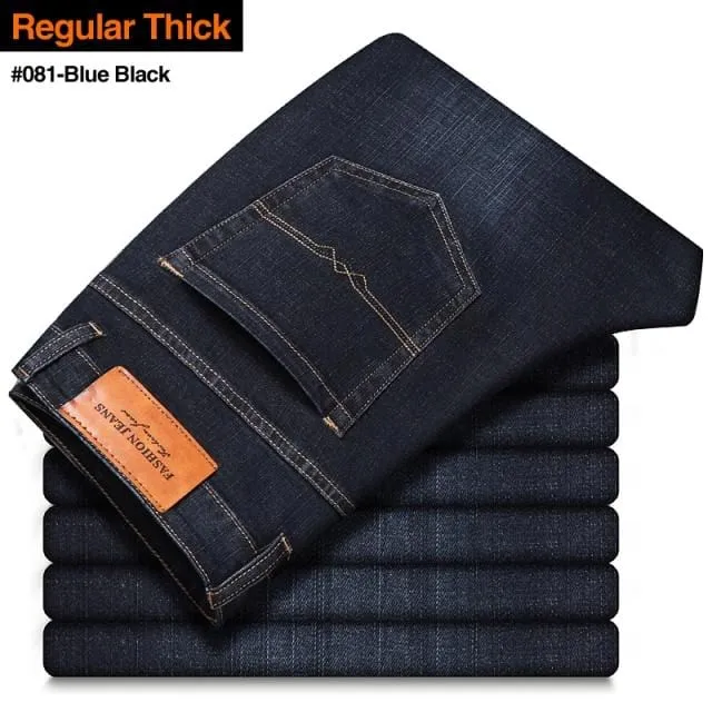 2020 New Men's Jeans Classic Style Business Casual Advanced Stretch Regular Fit Denim Trousers Grey Blue Pants Male