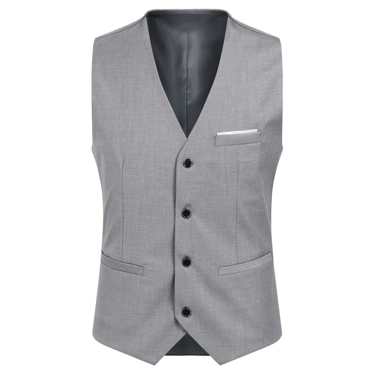 3-Piece Slim Fit One Button Fashion Gray Suit