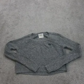 Abercrombie & Fitch Womens Pullover Cropped Sweater Long Sleeves Gray Size Small