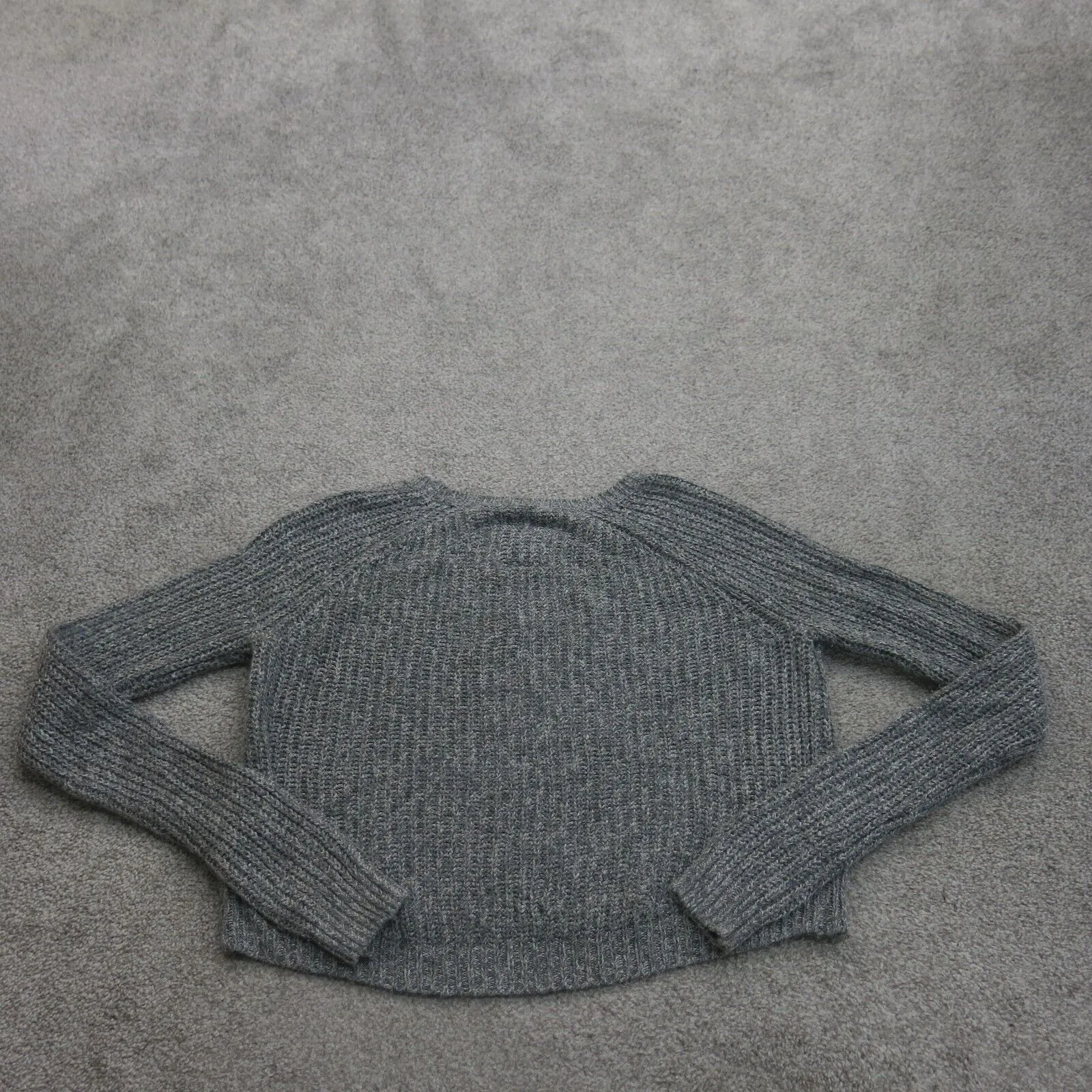 Abercrombie & Fitch Womens Pullover Cropped Sweater Long Sleeves Gray Size Small