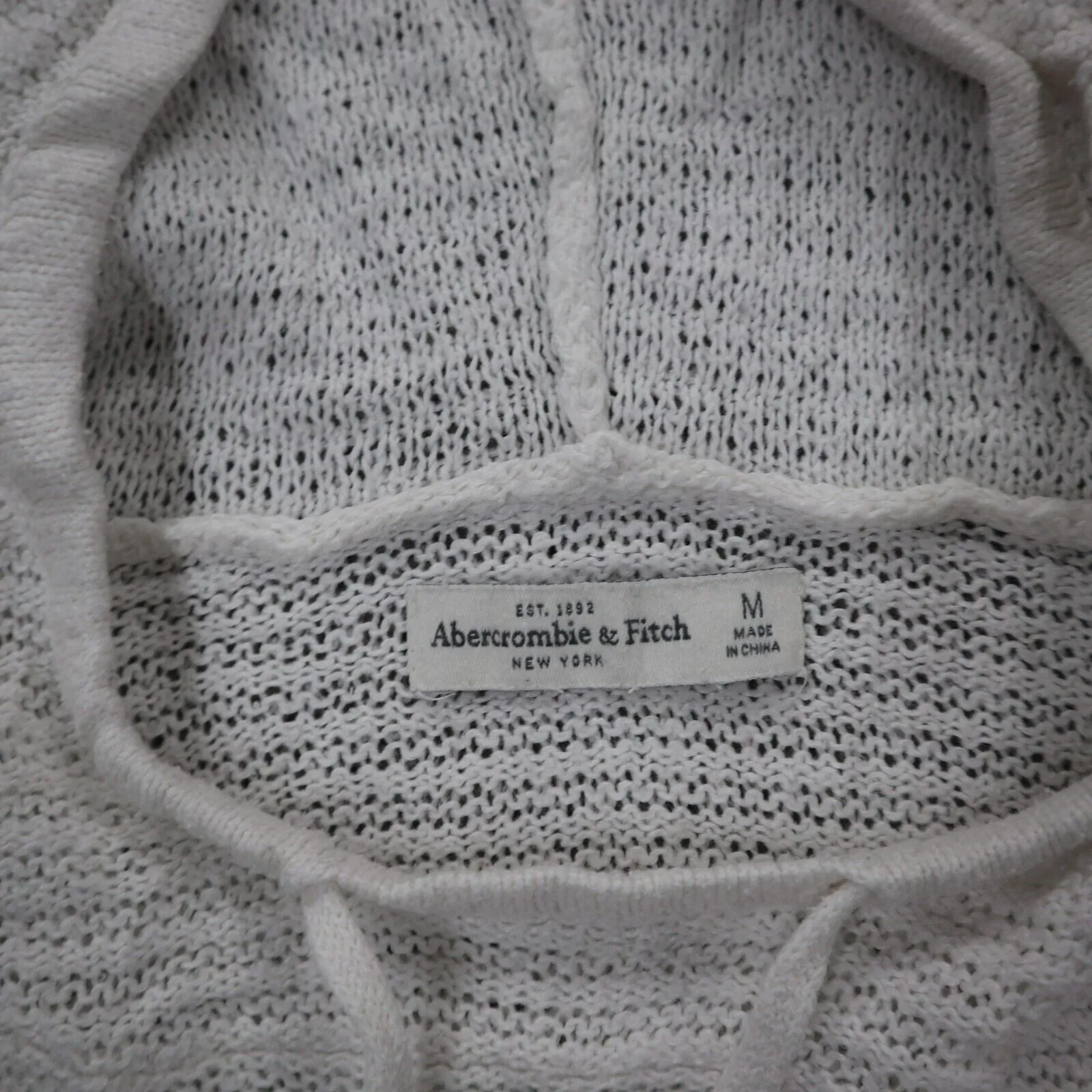 Abercrombie & Fitch Womens Pullover Hooded Sweater Knitted White Size Medium