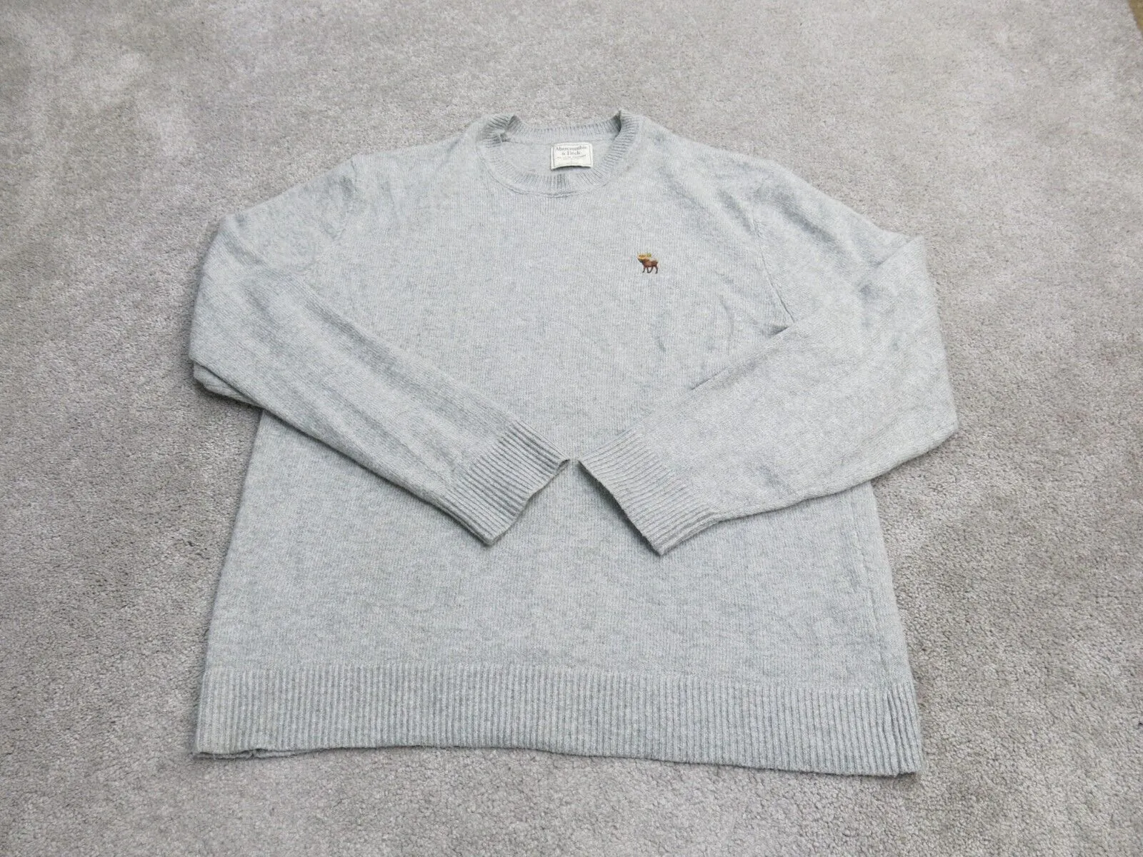 Abercrombie & Fitch Womens Pullover Sweater Crew Neck Long Sleeves Gray Size L