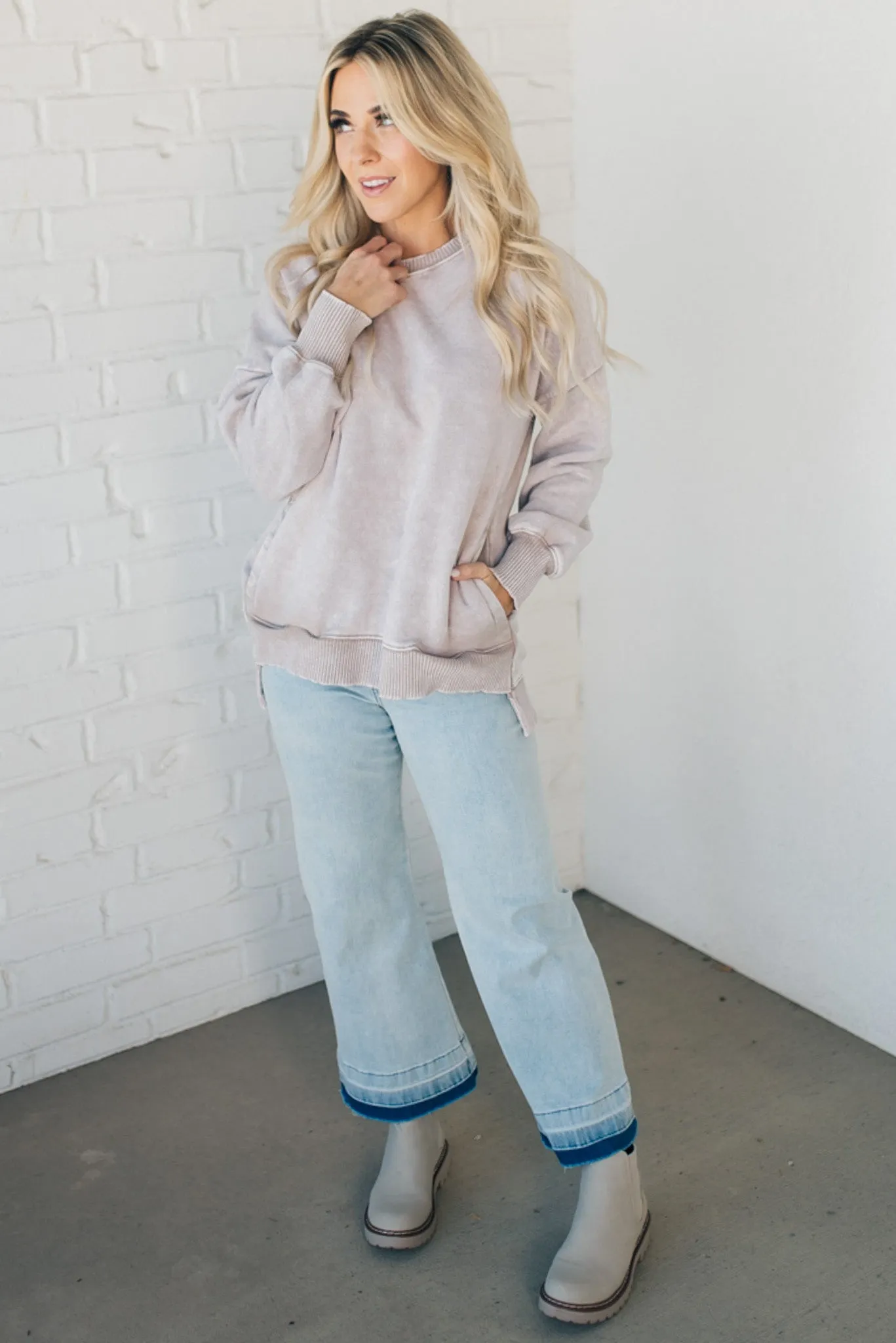 Acid Wash Fleece Pullover