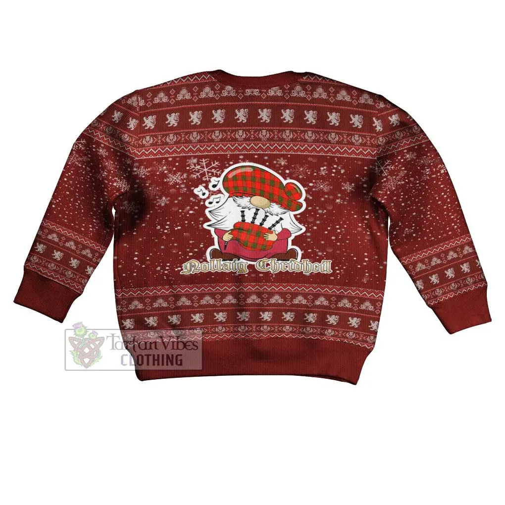 Adair Clan Christmas Kid Ugly Sweater with Gnome Playing Bagpipes