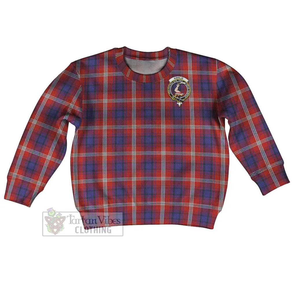 Ainslie Tartan Kid Ugly Sweater with Family Crest