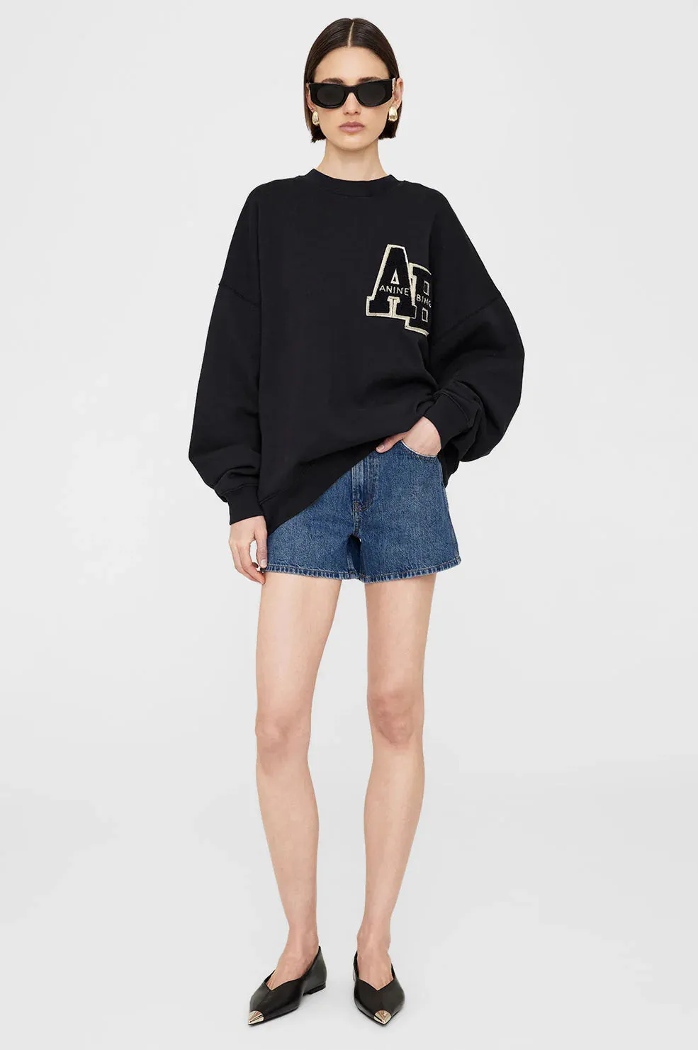 Anine Bing - Miles Sweatshirt Letterman in Black