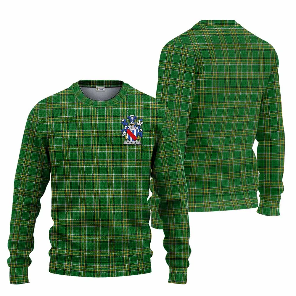 Annesley Irish Clan Tartan Knitted Sweater with Coat of Arms