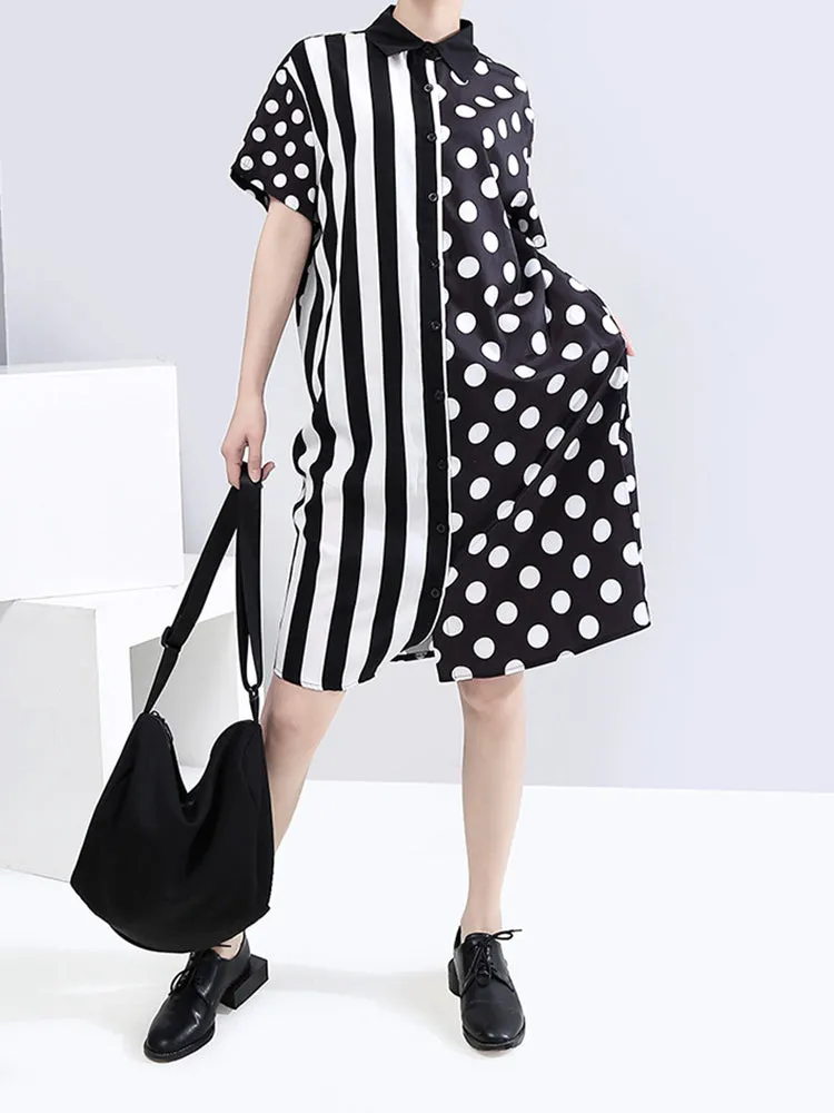 Annie Stripe Dot - Short Sleeve Dress