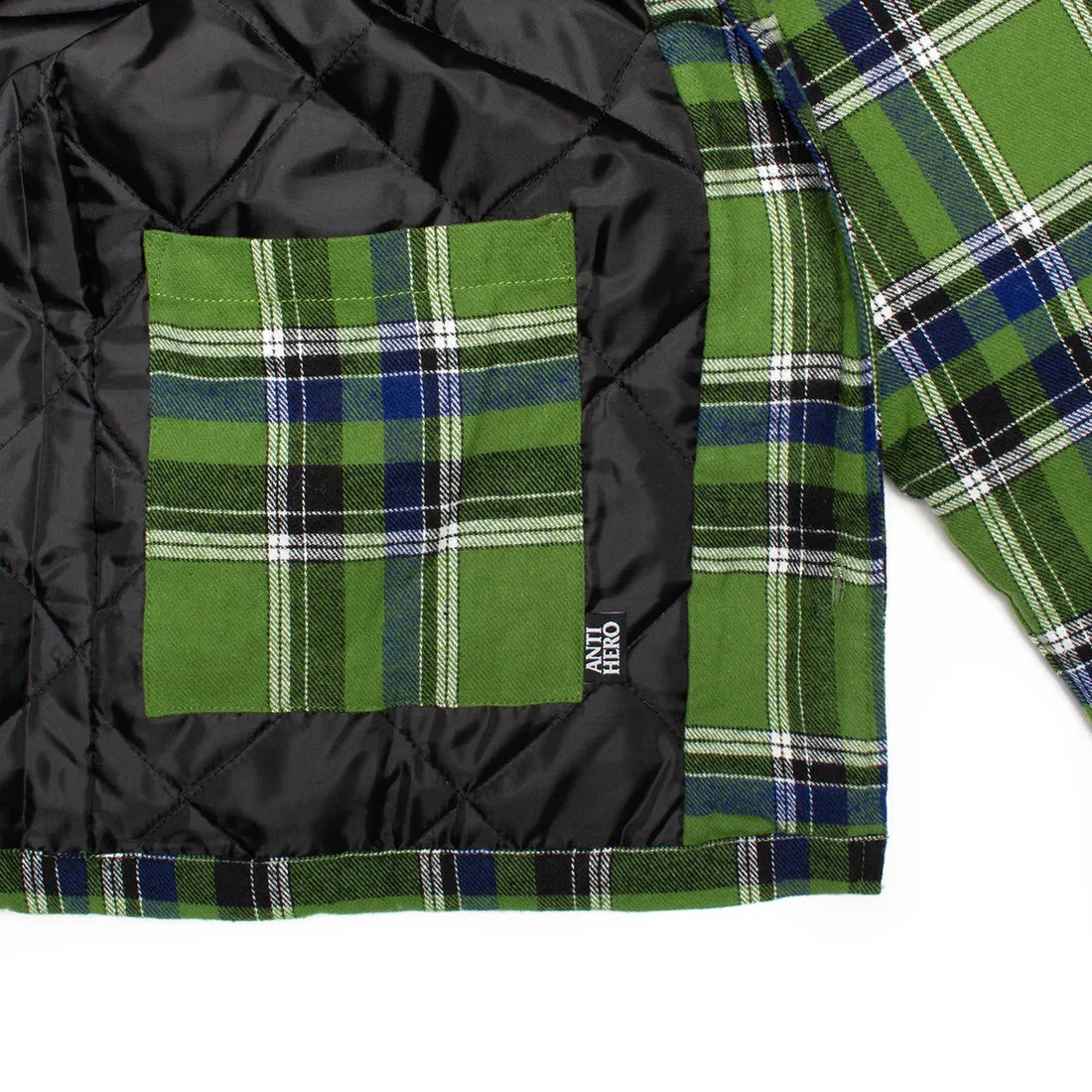 Antihero Basic Eagle Flannel Jacket: Green/Blue w/Orange Emb