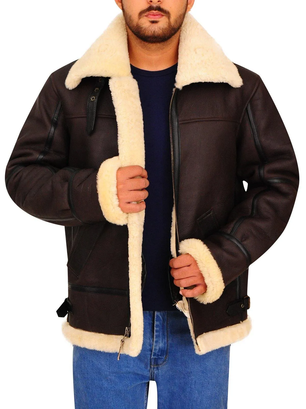 B3 Bomber Aviator Shearling Leather Jacket