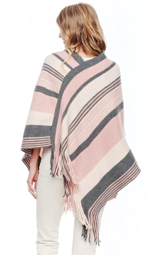 BAAP2003 Multi Stripe Pattern Poncho