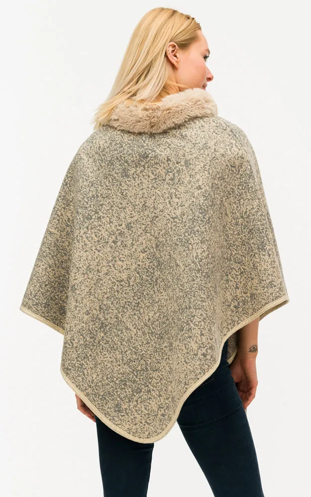 BAAP7619 Comfy Fur Trim Poncho