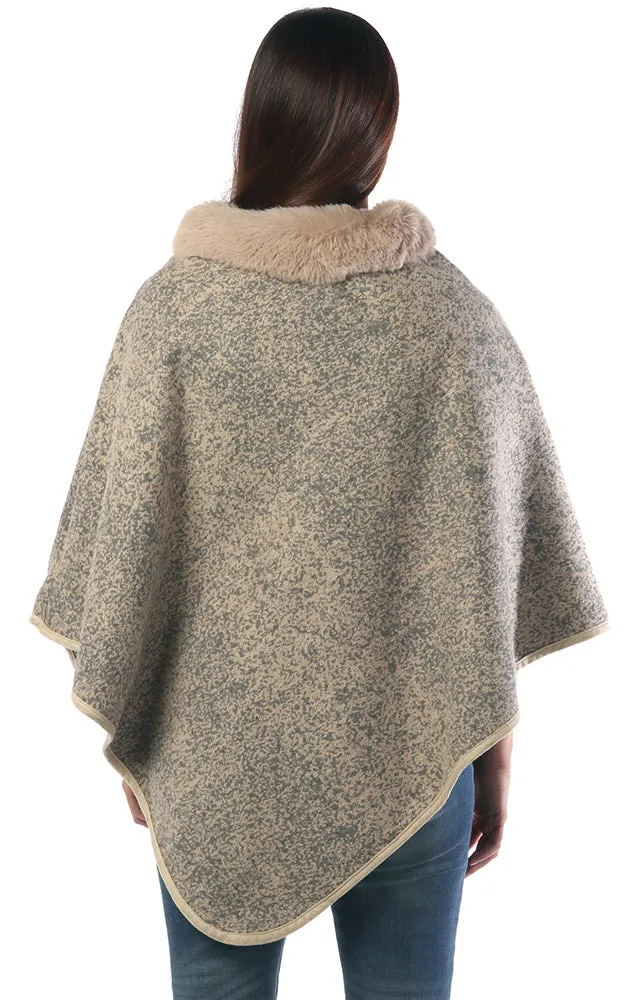 BAAP7619 Comfy Fur Trim Poncho