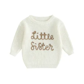 Baby Girls Deluxe Sweater - LITTLE SISTER - to 18M