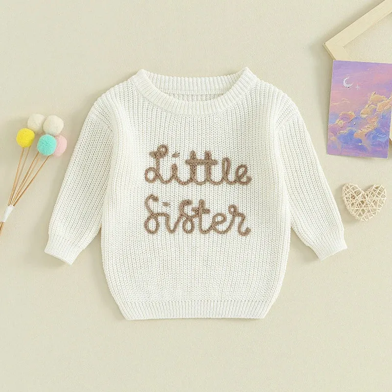 Baby Girls Deluxe Sweater - LITTLE SISTER - to 18M