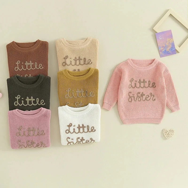 Baby Girls Deluxe Sweater - LITTLE SISTER - to 18M