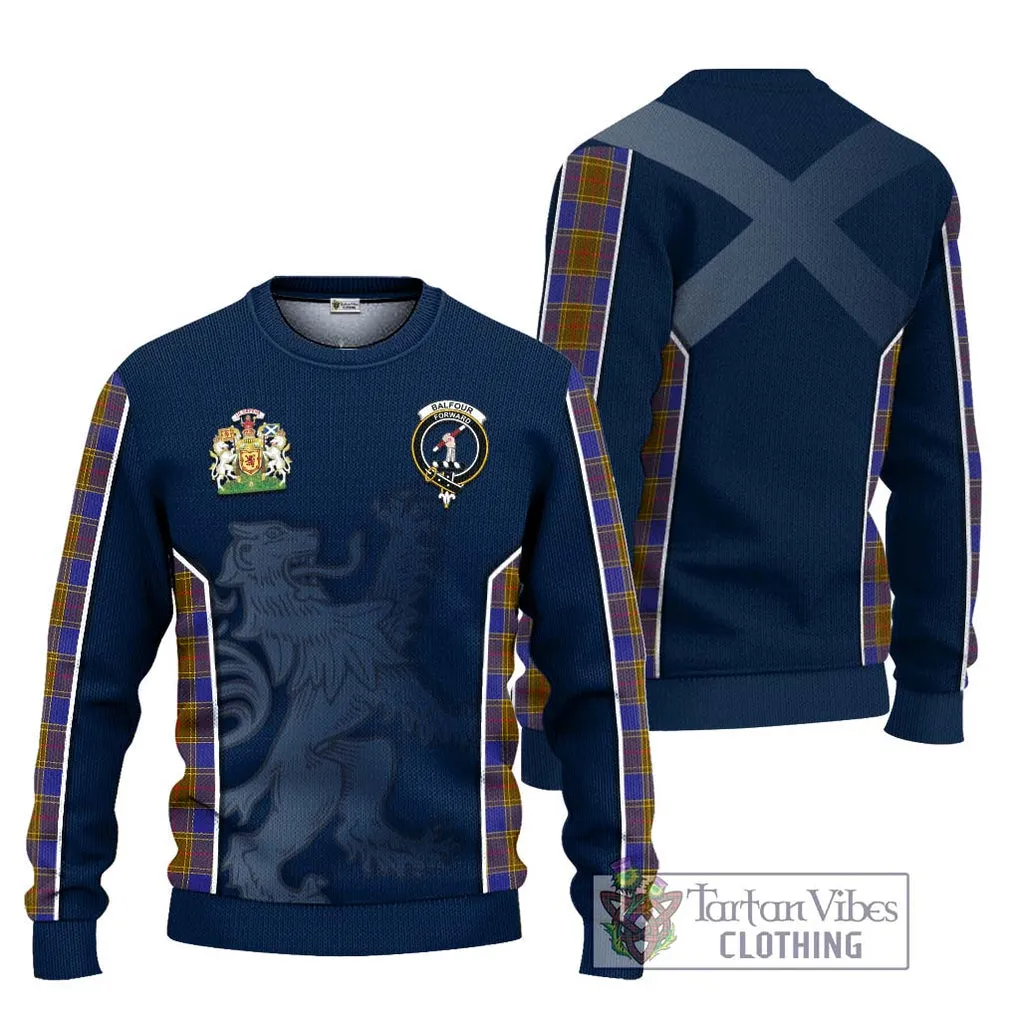 Balfour Tartan Ugly Sweater with Family Crest and Lion Rampant Vibes Sport Style