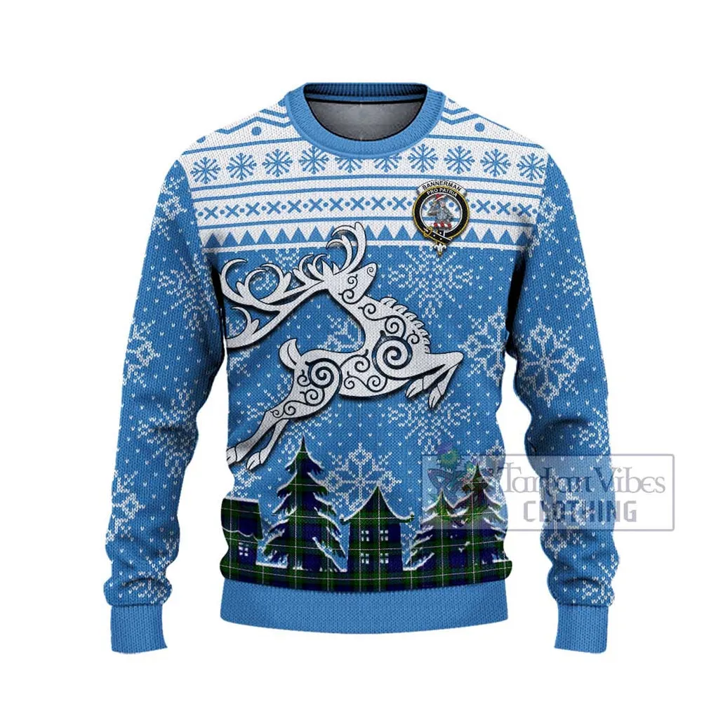 Bannerman Clan Christmas Ugly Sweater with Tartan and Celtic Reindeer Style