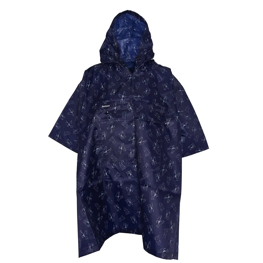 Barbour Dog-Print Showerproof Packaway Poncho Navy/Cloud One Size