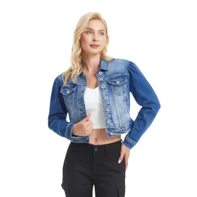 Bayeas Women's Puffy Sleeve Denim Raf Jacket