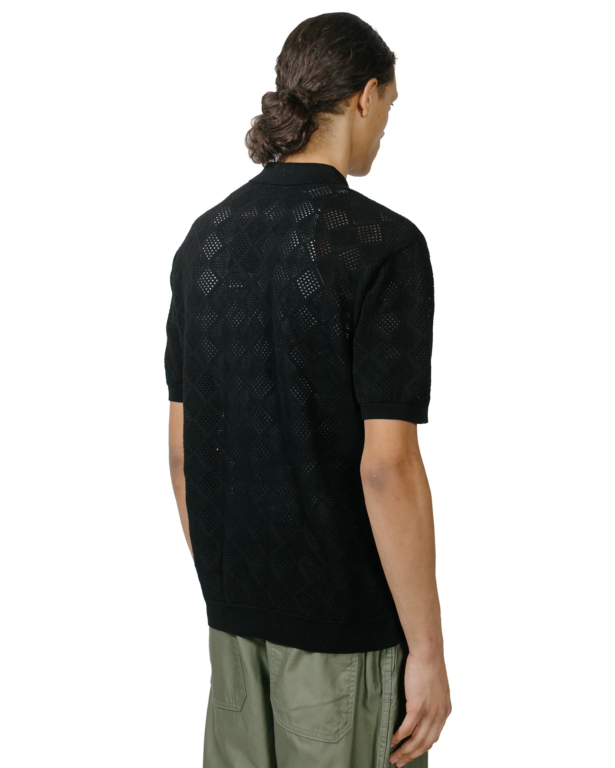 Beams Plus Zip Knit Polo Mesh Black