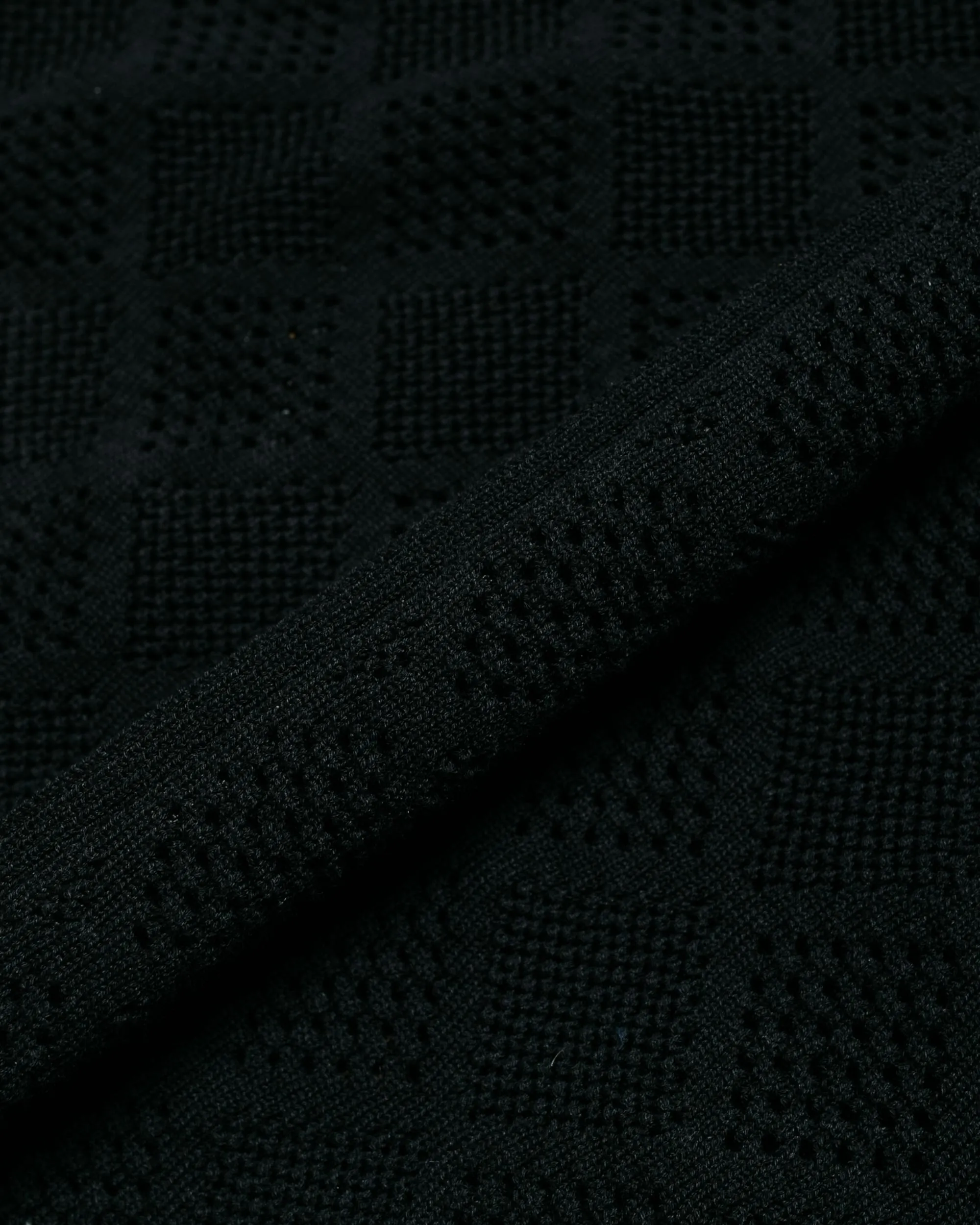 Beams Plus Zip Knit Polo Mesh Black