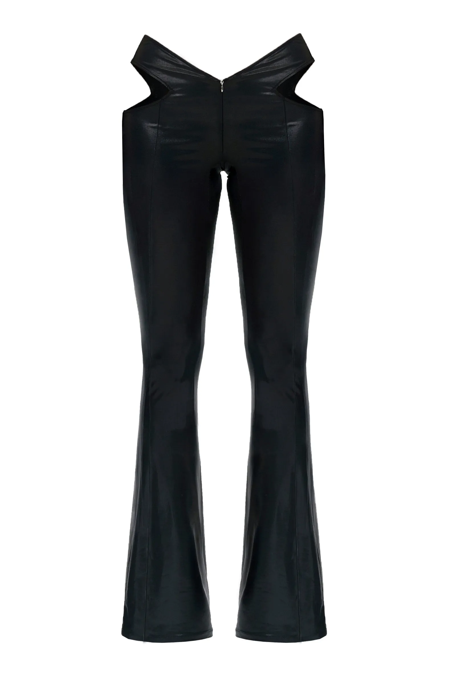 Black Full Length High-Waist Bodycon Flared Party Women's Pants