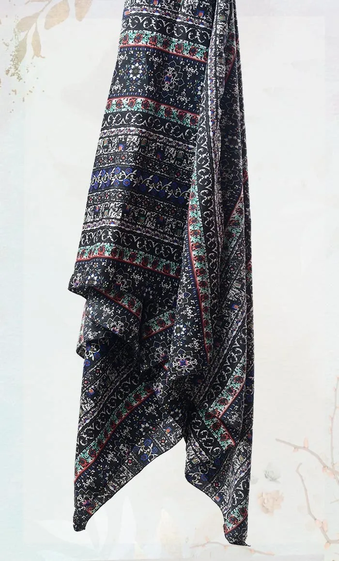 Black Printed Hijab