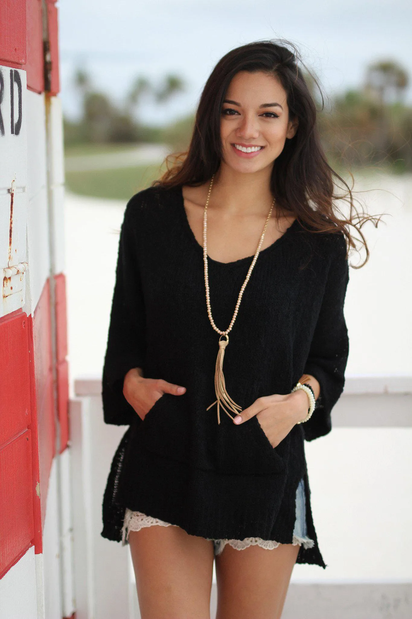 Black Sweater with Pocket