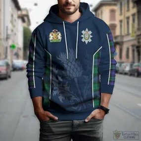 Black Watch Modern Tartan Hoodie with Family Crest and Scottish Thistle Vibes Sport Style