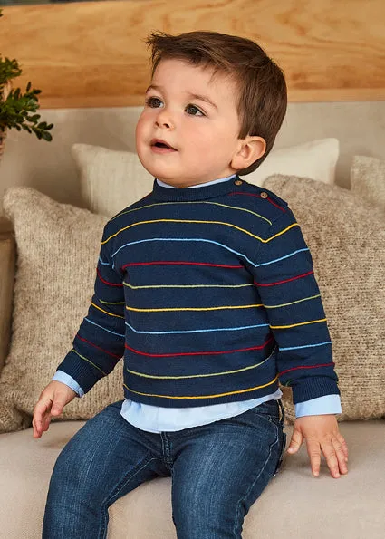 Blue Multi-Stripe Boy's Sweater - Select Size