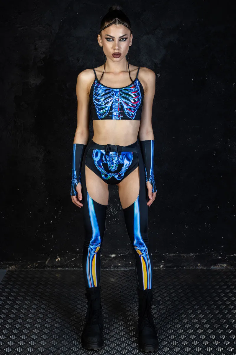 Blue Sapphire Skeleton Chaps Pants Set