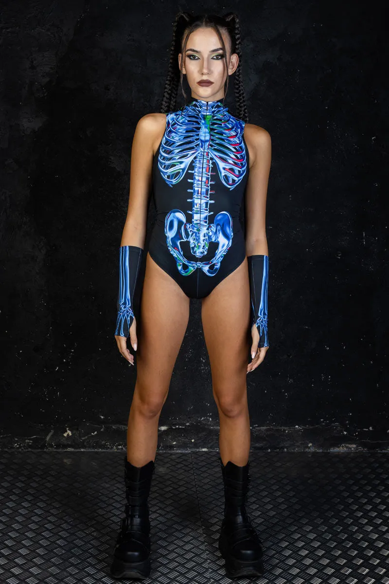 Blue Sapphire Skeleton Sleeveless Bodysuit