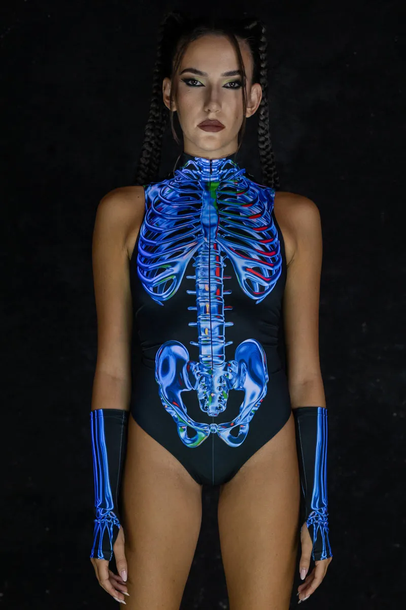 Blue Sapphire Skeleton Sleeveless Bodysuit