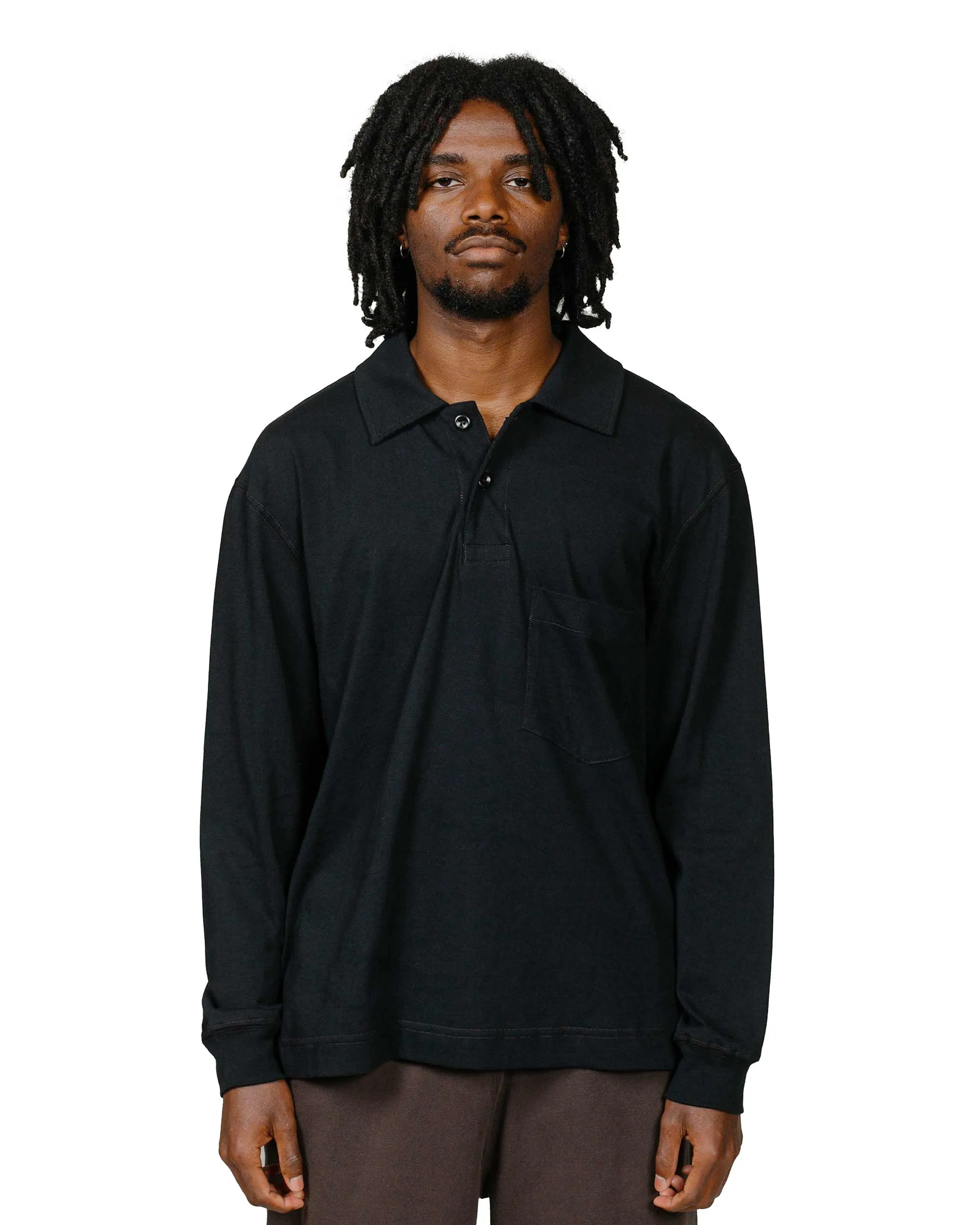 Body of Work Clove Long Sleeve Polo Black/Loam Brown