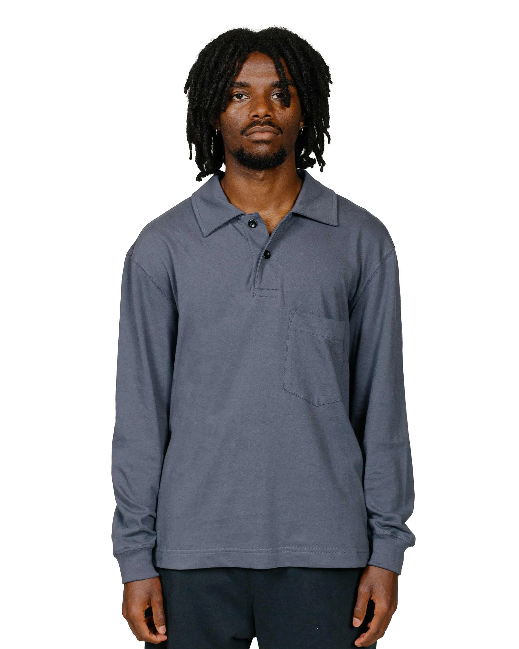 Body of Work Clove Long Sleeve Polo Pond Blue