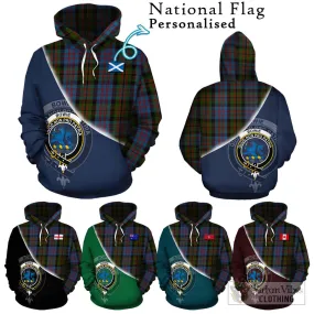 Bowie Tartan Hoodie with Personalised National Flag and Family Crest Half Style