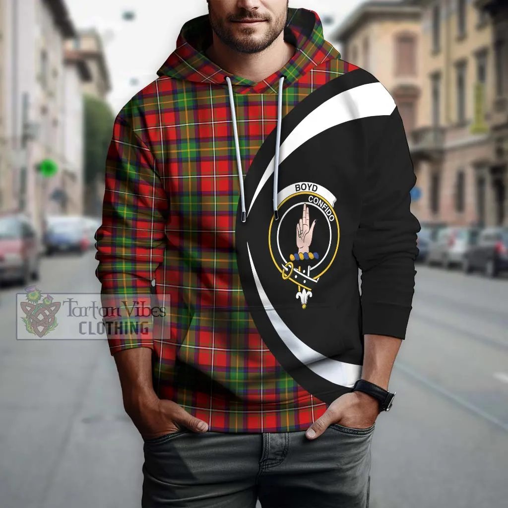 Boyd Tartan Hoodie with Family Crest Circle Style