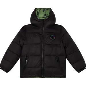 Boys Black & Green Reversible Puffer Jacket