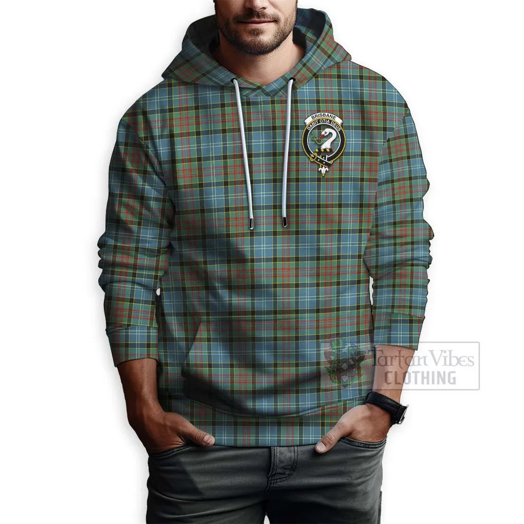 Brisbane Tartan Hoodie with Family Crest and Bearded Skull Holding Bottles of Whiskey