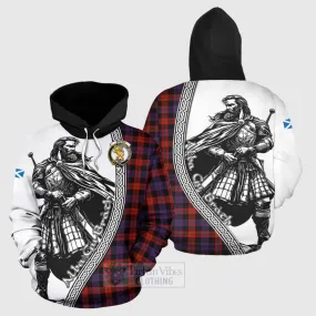 Brown (Broun) Tartan Clan Crest Hoodie with Highlander Warrior Celtic Style