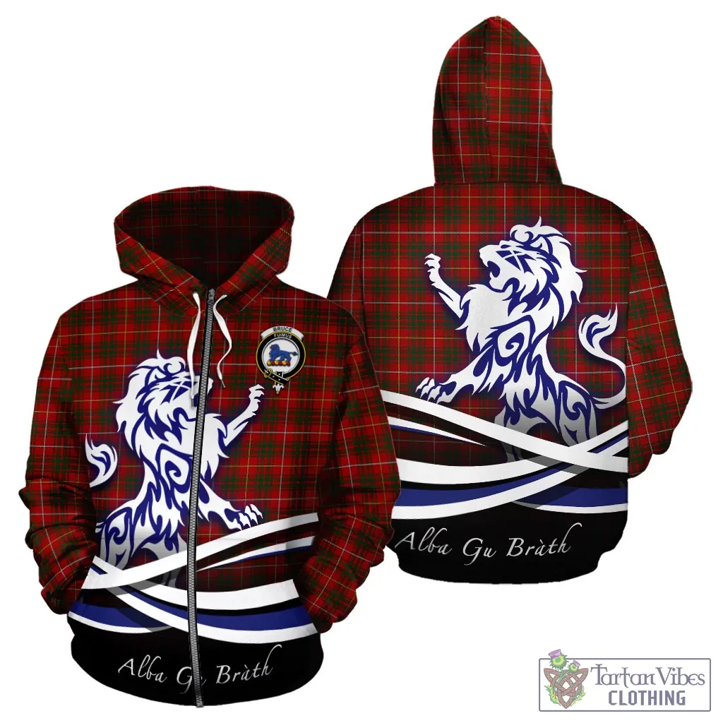 Bruce Tartan Hoodie with Alba Gu Brath Regal Lion Emblem