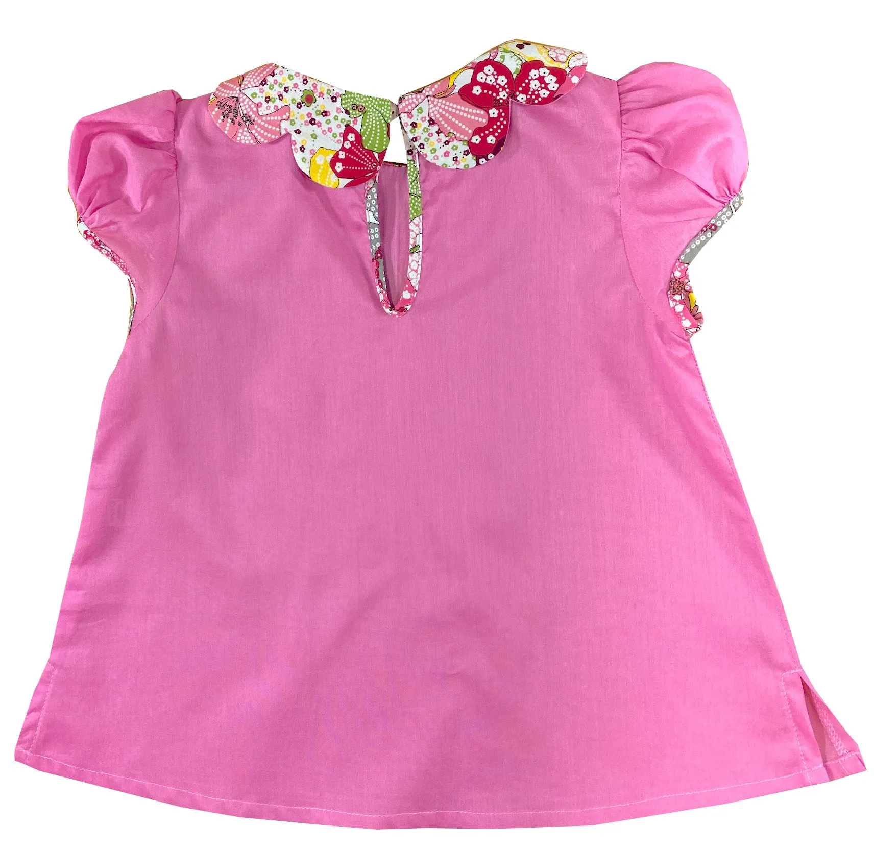 Bubble gum Pink Graphic Floral Scallop Petal Collar Marie Blouse