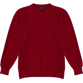 Burgundy Red Mens Knit Classic Crew Neck Sweater