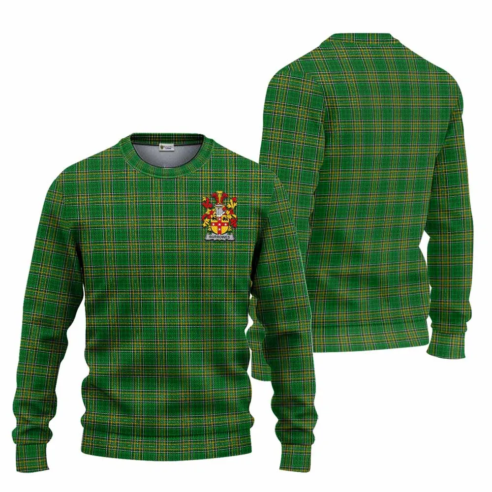 Burrowes Irish Clan Tartan Knitted Sweater with Coat of Arms