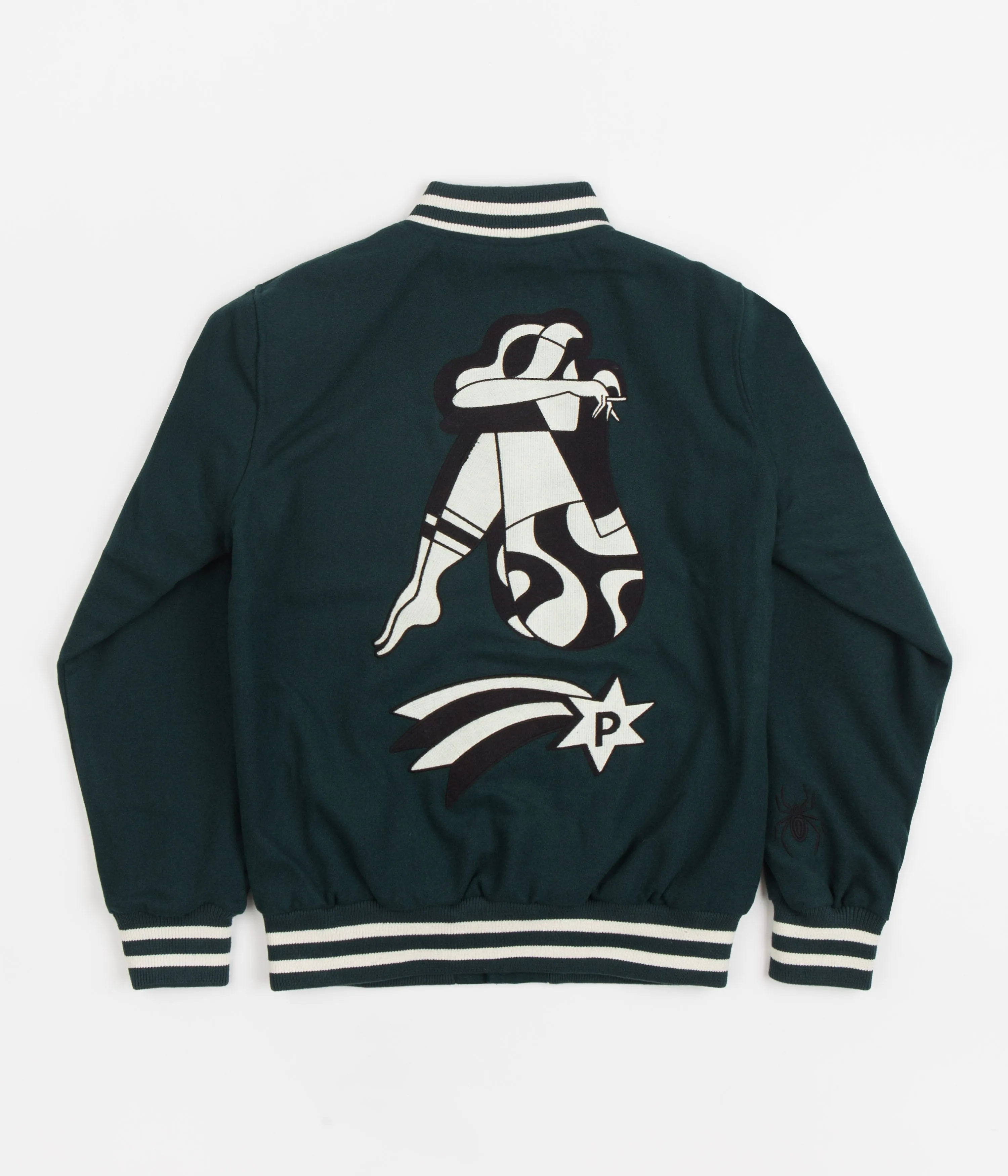 by Parra Cloudy Star Varsity Jacket - Pine Green