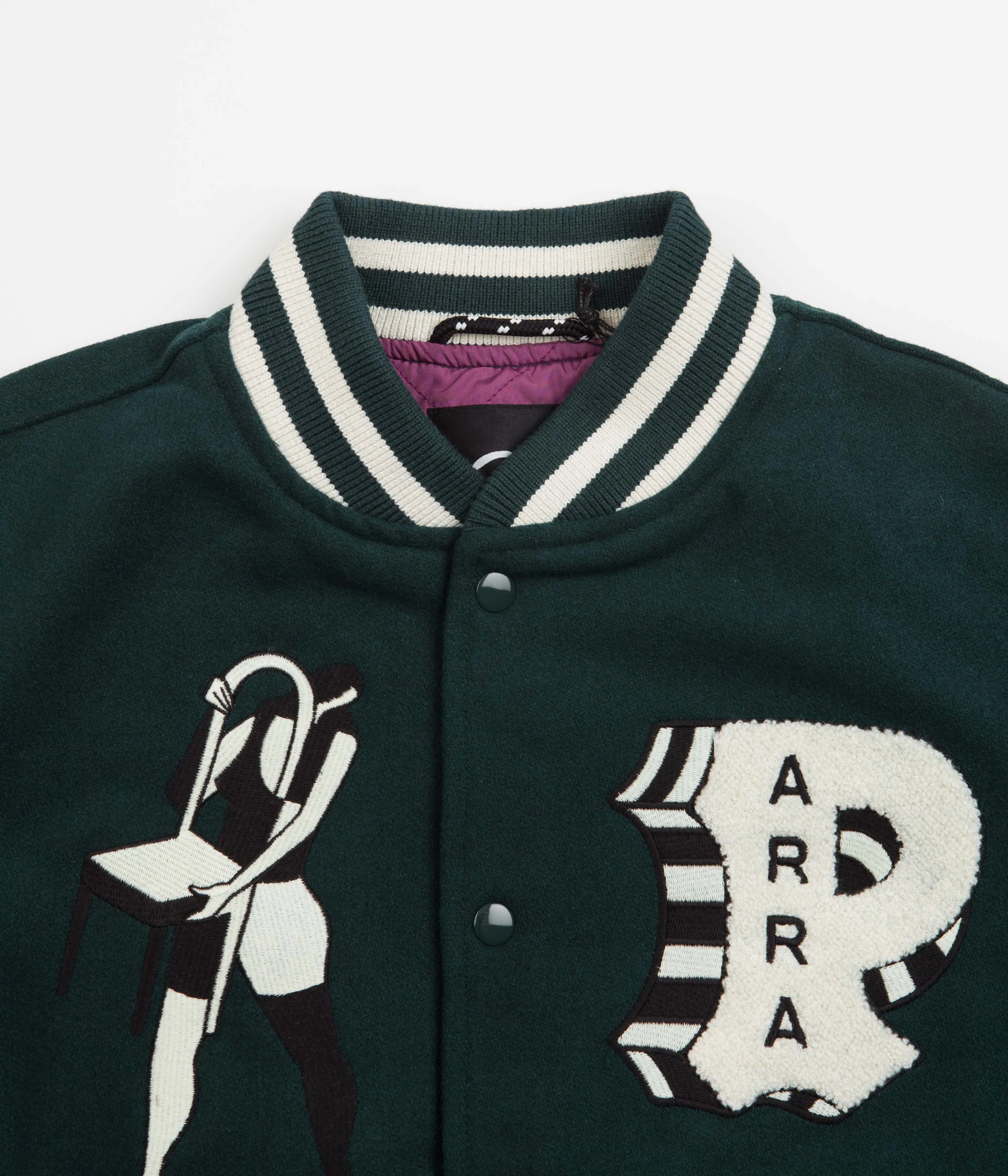 by Parra Cloudy Star Varsity Jacket - Pine Green